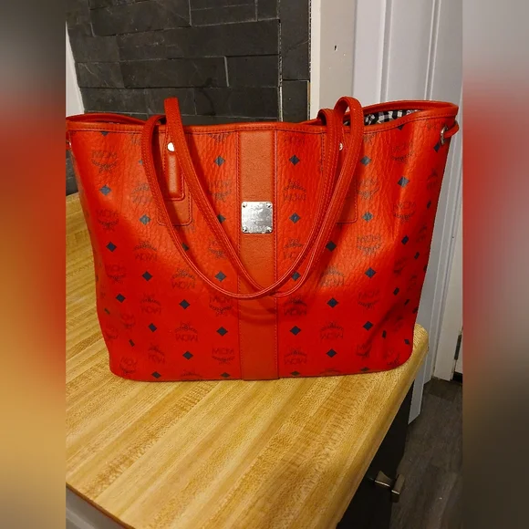 MCM Authentic Red & Black Tote Like New  (Stunning) - Picture 4 of 12